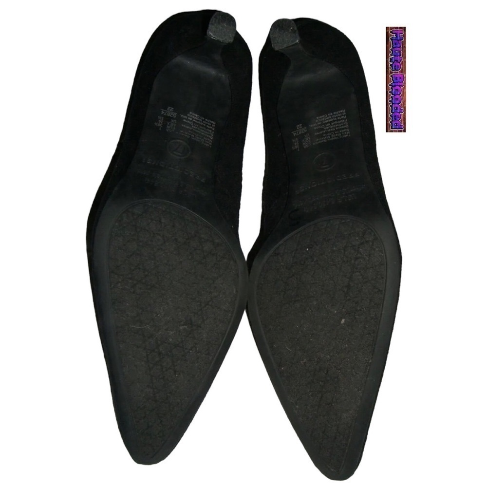 Predictions Black Mary Janes Heels Pointed Toe Witchy Gothic Halloween Cut Out 7 - Picture 9 of 11